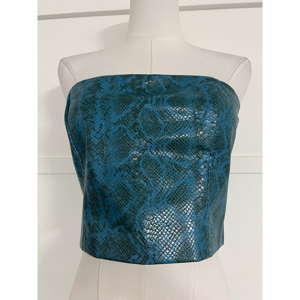 Rotate Birger Christensen FauxSnakeskin Crop Top Corset US Size 6 Clubbing Rave